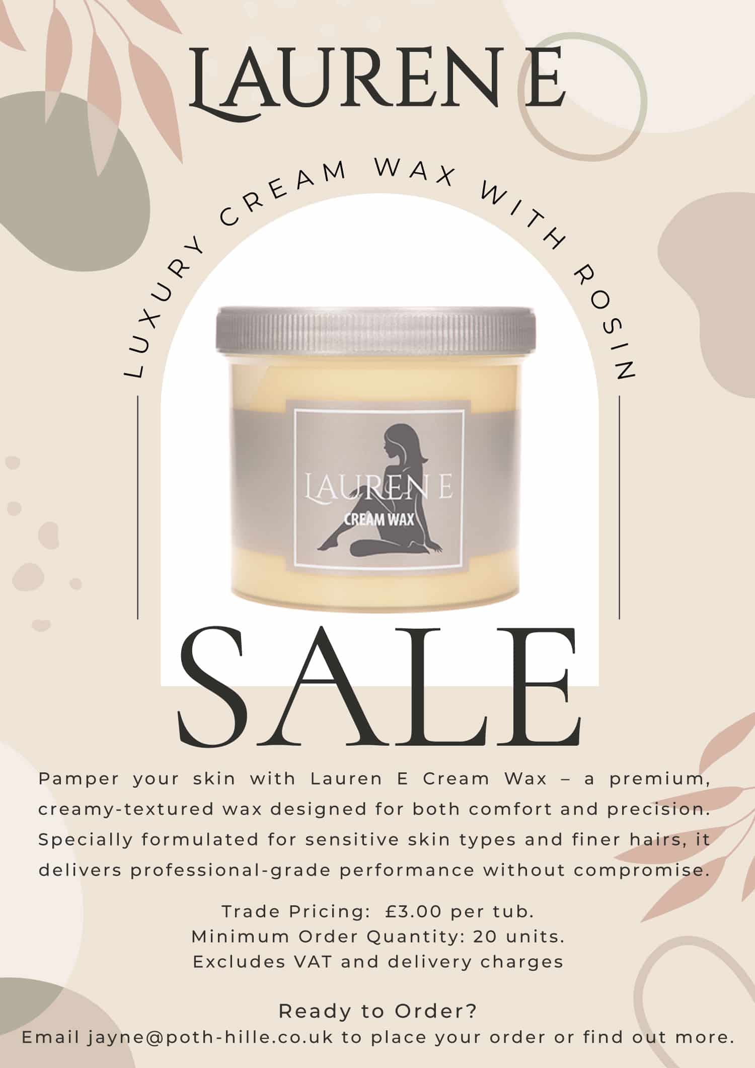 Lauren-E Cream-Wax Sale Lauren-E Cream-Wax Sale